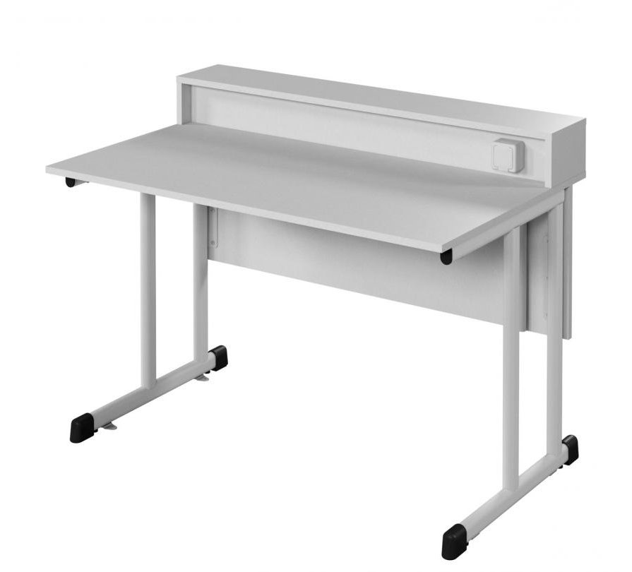 Учнівський лабораторний стіл, з кронштейном для підводу проводів до розетки, каркас - плоскоовальна металева труба, АЛМАНТ, 1200х750х900 мм.